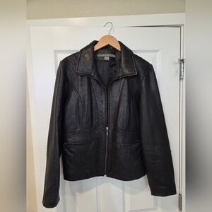 Kenneth Cole Reaction Sleek Black Leather Jacket